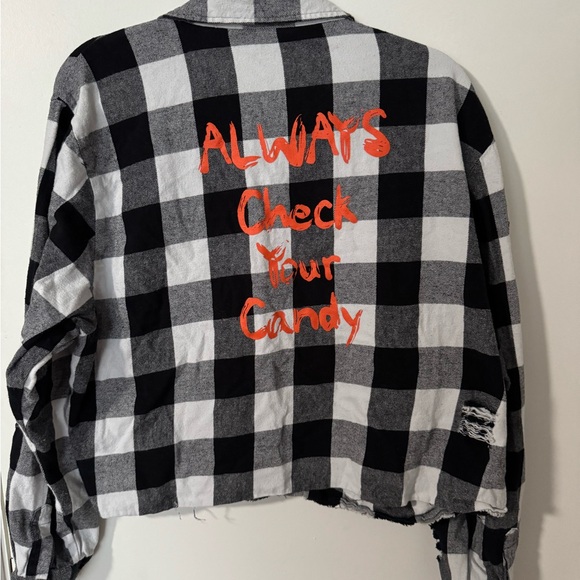 Black and White Trick-or-Treat Crop Long Sleeve - Picture 7 of 7